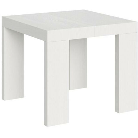 Petite table carrée extensible 90 à 246cm bois blanc Ribo