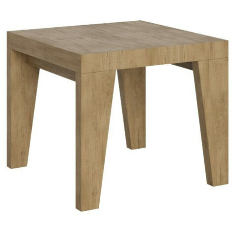 Petite table carrée extensible 90x90-246 Naxo 3 rallonges fines 2 pieds-Naturel-2 pieds-3 rallonges fines