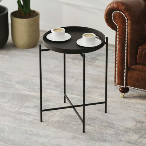 Petite table d’appoint noire - structure ronde, métal SFAX