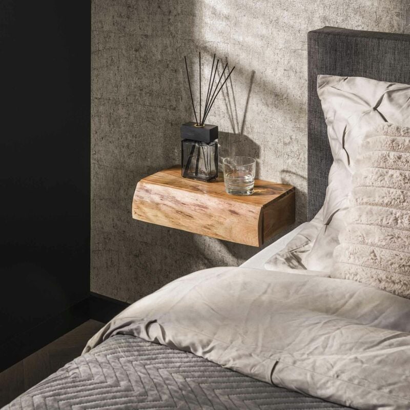 Table de chevet murale bois massif 1 tiroir (lot de 2) melbourne