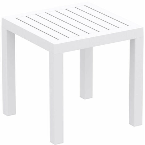 Petite table de jardin en plastique blanc résistante aux intempéries 45x45x45 cm MDJ10199