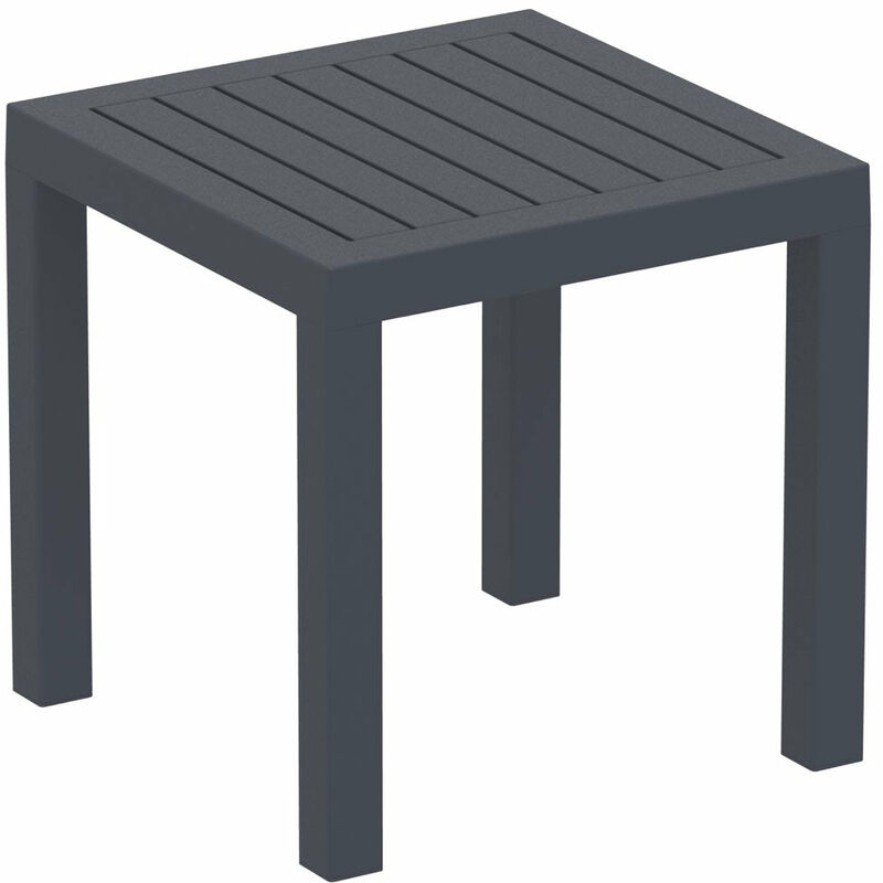 Petite table de jardin en plastique gris foncé résistante aux intempéries 45x45x45 cm