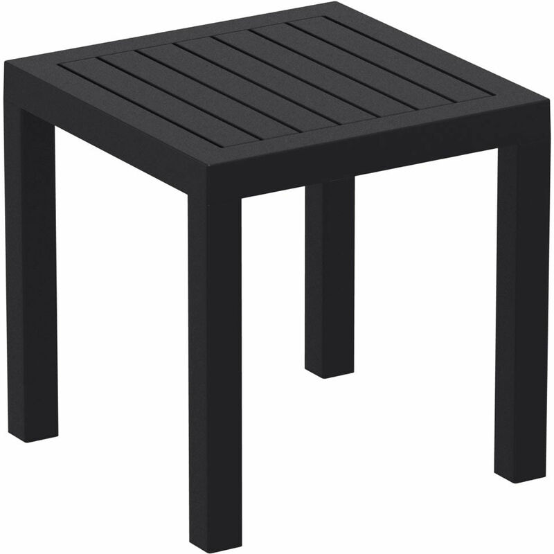 Décoshop26 - Petite table de jardin en plastique noir résistante aux intempéries 45x45x45 cm