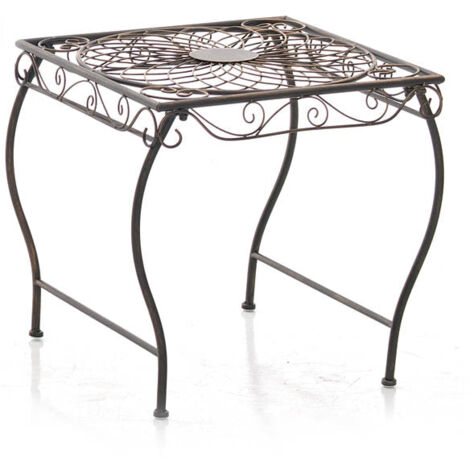 Petite table de jardin et terrasse design rusitique en métal bronze 100003058