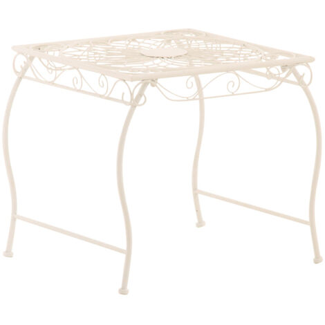 Petite table de jardin et terrasse design rustique en métal blanc 100004011