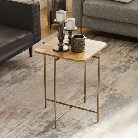 Petite table en bois carrée - structure métal doré JENA