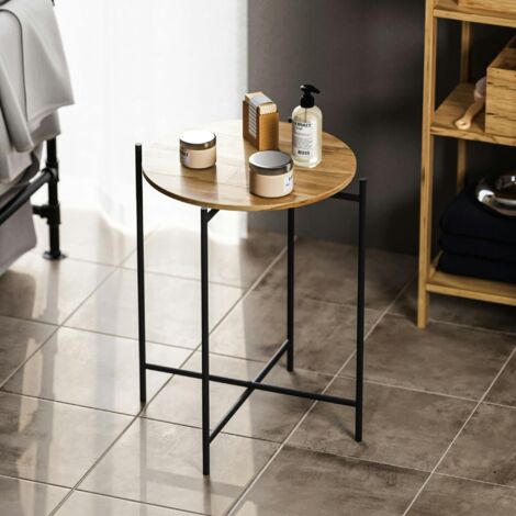 Petite table en bois ronde - structure métal noir JENA