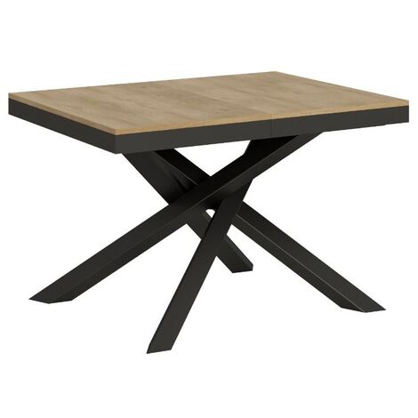 Petite table extensible bois clair et cadre anthracite 120-224cm Klass