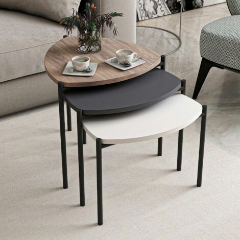 Petite table gigogne moderne 3 couleurs (lot de 3) JENA