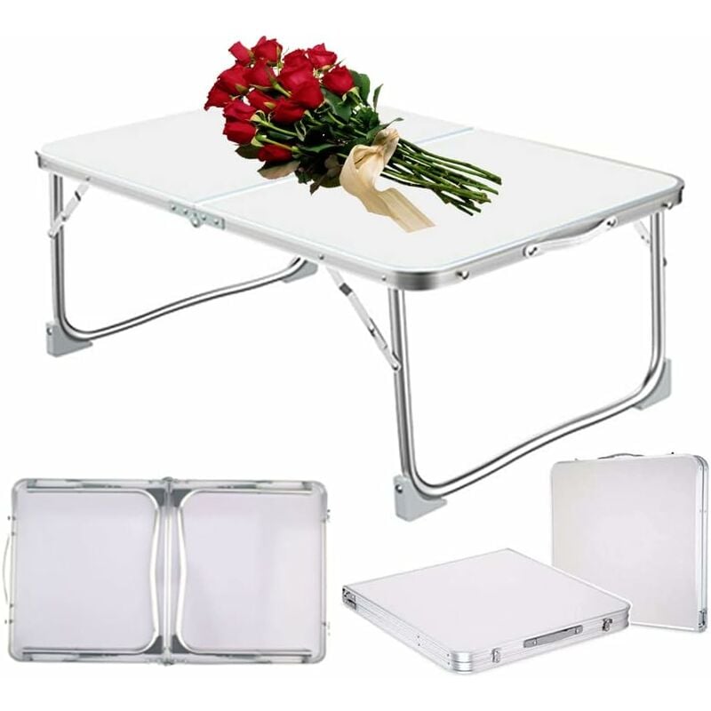 Hsha - Petite table pliante 60 x 40 x 26 cm, table de pique-nique, camping, pêche, compacte et légère, pour ordinateur portable, lit, canapé, bureau,
