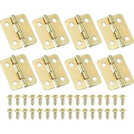Petites Charnières Bout 18mm, 8 Pcs Mini Charnière avec Vis pour Boîtes à Bijoux en Bois, Portes de Tiroir d'Armoire, Portail, Doré
