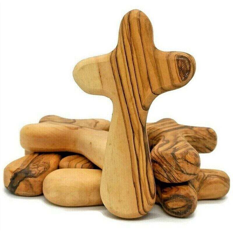 Petites croix en bois d'olivier, croix de maintien, prière portable