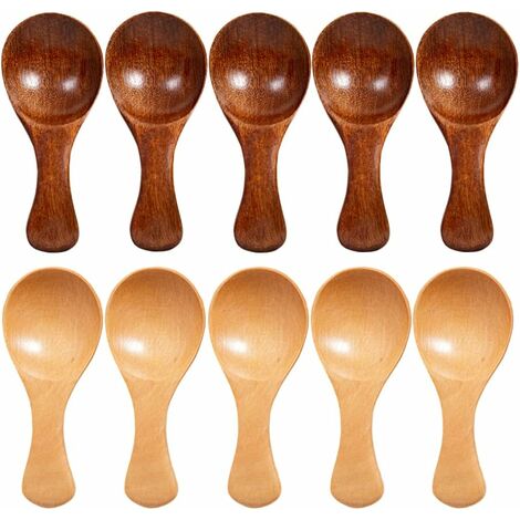 Petites Cuillères à Sel en Bois 10 Pièces Cuillères à Bois Mini Cuillere en Bois Petite Cuillere en Bois Cuillère à Café en Bois Naturel Ecologique pour la Maison Cuisine Fêtes WddnAot