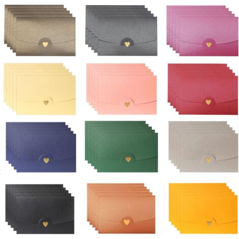 Petites enveloppes pour cartes de vœux, porte-cartes, enveloppes spéciales en papier en forme de cœur estampées à l'or fin, petites enveloppes colorées de style occidental, enveloppes en papier nacré.