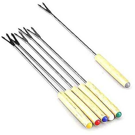 Petites fourchettes à fondue en bois clair, lot de 6 Eva