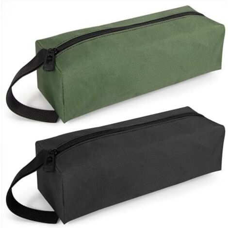 Petites Trousse à Outils Sac Portable Pochettes Fermeture Éclair Étanches pour 2 Pièces Noir Vert -