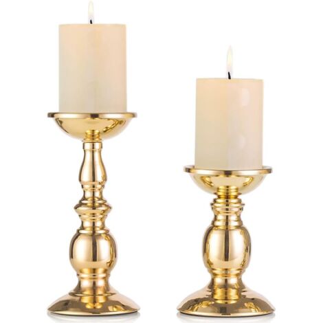 Petits et grands chandeliers vintage en fer forgé doré, parfaits pour les mariages, les fêtes, les anniversaires et la décoration intérieure