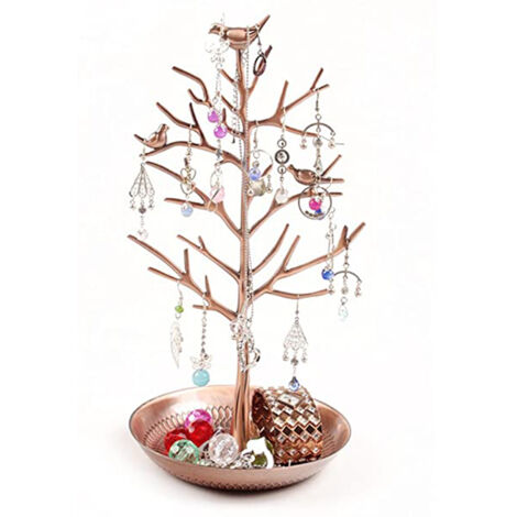 Petits oiseaux arbre bijoux boucle d'oreille collier présentoir bijoux tours de stockage alliage arbre présentoir