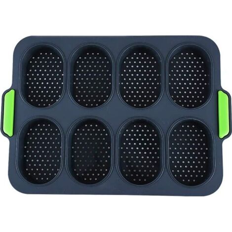 Petits pains Moule à pain, Baguette, Plaque de cuisson Antiadhésive Moule à cake en Silicone, 8 Unités pour une Cuisson Parfaite de Baguettebrot, Avec un Délicieux Croustillant de Croûtes