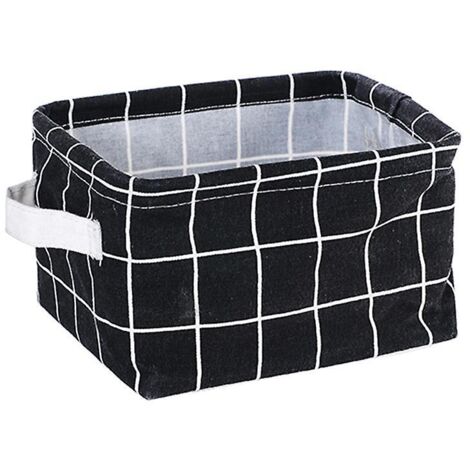 Petits paniers de rangement pliables en tissu - Organiseur cubique pour étagères, bureau ou maquillage - Noir