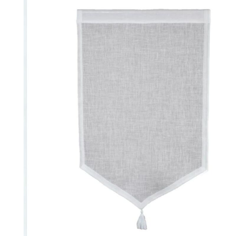 Paire de petits voilages en 100% lin avec pointe et pompon Naturel 45x70 cm