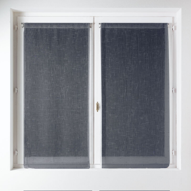 Paire de voilage en étamine unie et fantaisie Gris anthracite 60x130cm