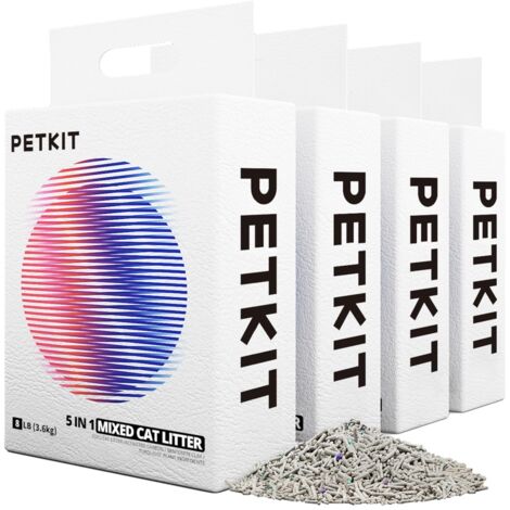PETKIT 5 in 1 Gemischtes Katzenstreu, Spülbar, Geruchsfrei, Aktivkohle, Extrem Saugfähig und Schnell Trocknend Tofu-Katzenstreu(Zwei Taschen)