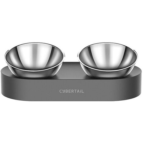 PETKIT CYBERTAIL Bol Surélevé pr Chat en Acier Inoxydable, Inclinés Bols de Nourriture pr Chat, Bols d'alimentation Antidérapants sans Déversement pr Chats et Petits Chiens