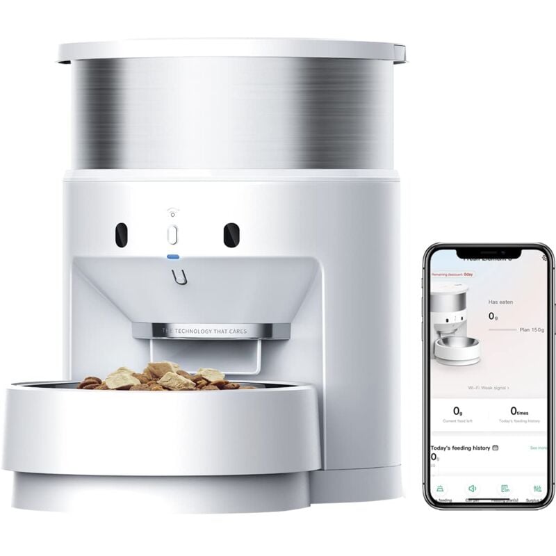 PETKIT Planetary Distributeur Automatique de Nourriture Automatique pour Chiens et Chats 5 à 200 g par Repas et enregistreur Vocal 20s-3L