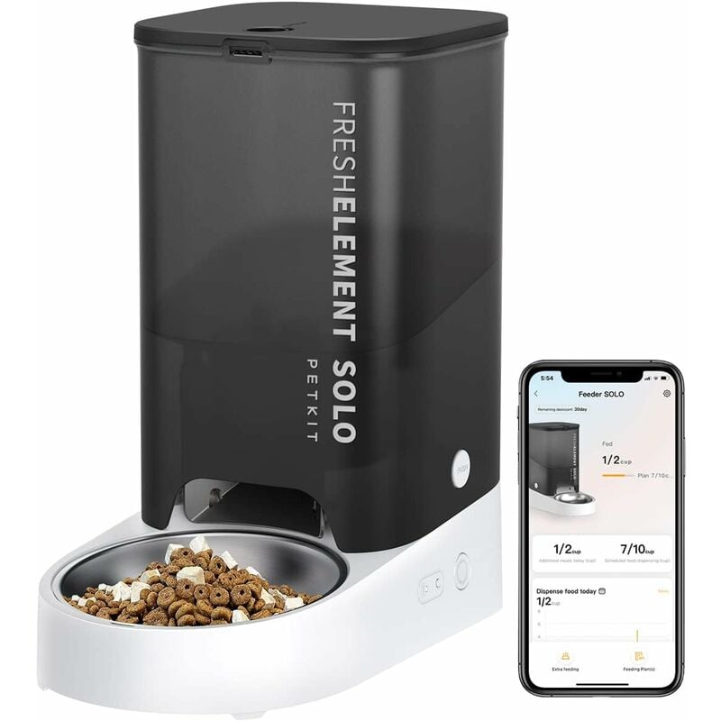 Distributeur Automatique pour Chats et Chiens,2.4G WiFi 3L Mangeoire Automatique, Connecté App,avec Bol en Acier Inoxydable,Jusqu'à 10 Repas par