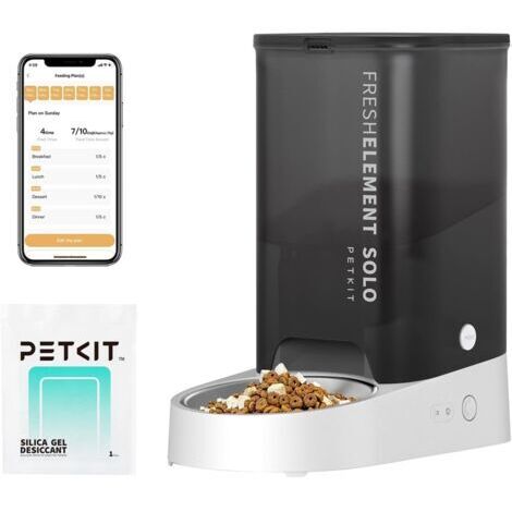 PETKIT Distributeur Automatique pour Chats et Chiens,2.4G WiFi 3L Mangeoire Automatique, Connecté App,avec Bol en Acier Inoxydable,Jusqu'à 10 Repas par Jour,Double Alimentation d'énergie(Gris Clair)