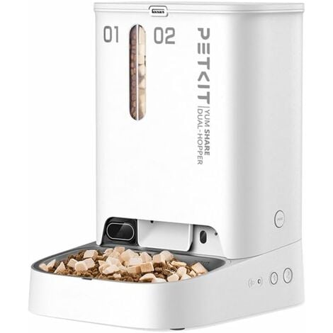 PETKIT Distributeur Croquettes Chat Automatique avec Caméra 1080P, 2.4 G WiFi Double Trémie 5L,Vision Nocturne Intelligente,Bol en Acier Inoxydable,1-10 Repas par Jour