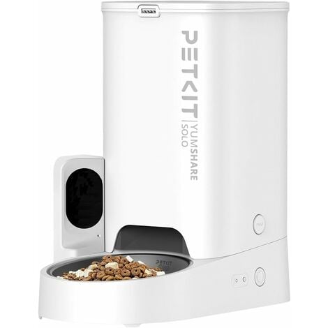 PETKIT Distributeur Croquettes Chat Automatique avec Caméra, WiFi 2.4 GHz, Vision Nocturne, Bol Inoxydable, Programmable Via Application, Jusqu'à 5 Repas par Jour