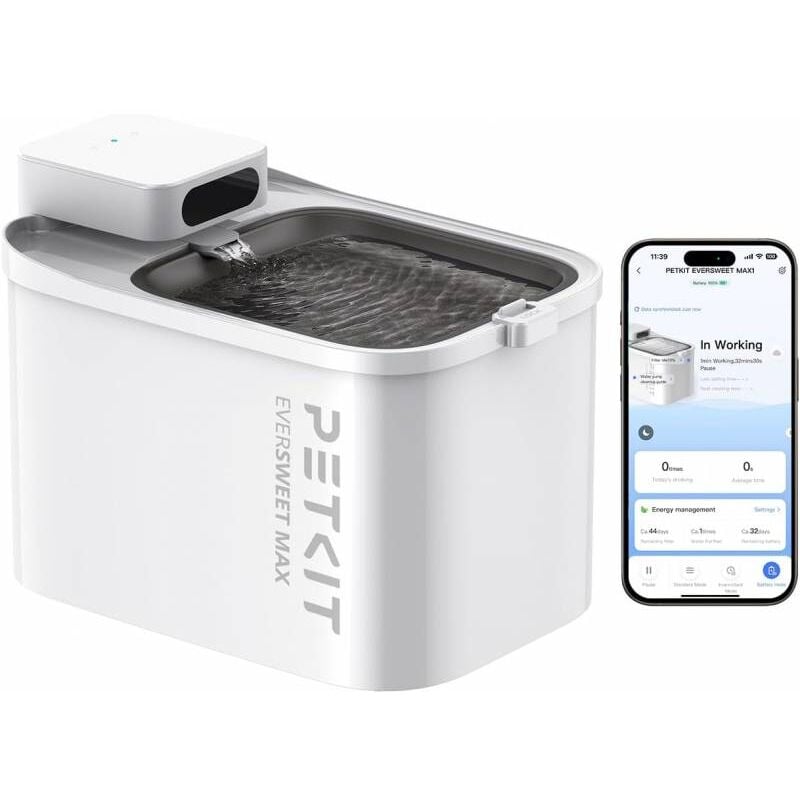 Eversweet max Fontaine à eau connectée pour animaux, 3L, 83jours d'autonomie Petkit