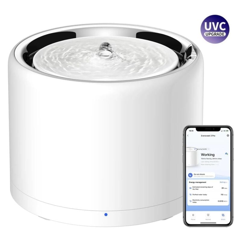 Petkit - eversweet pro 3 uvc fontaine à eau connectée pour animaux 1.8L