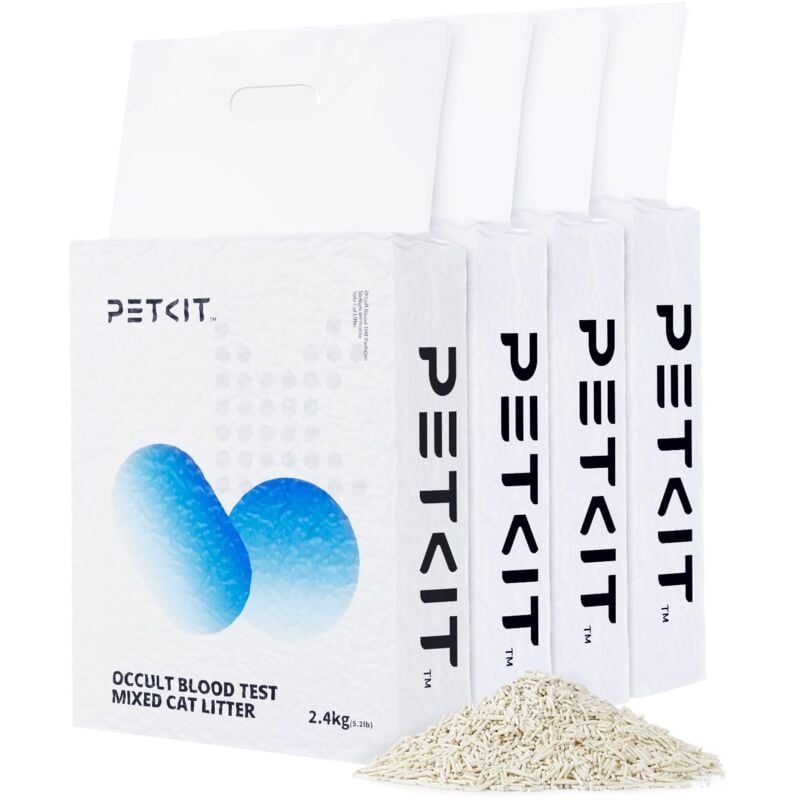 Litiere Tofu Mixte pour Chat, Litiere Agglomerante pour Chat, Dépoussiérée et Anti Odeur, Ultra Absorbante et à Séchage, Rinçable (Quatre Sacs)