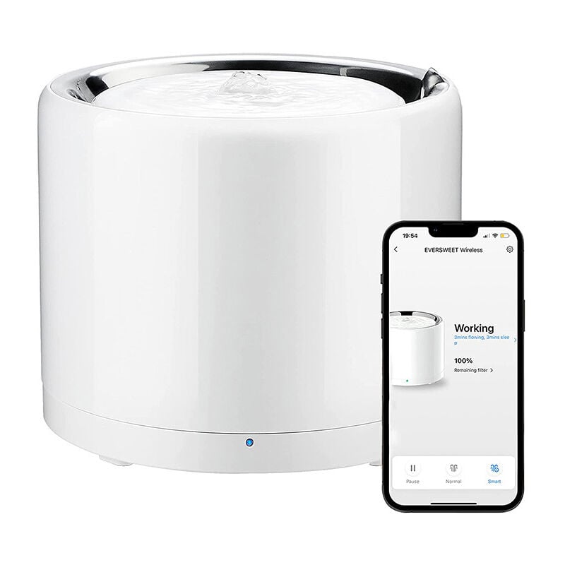 Pompe à Eau sans Fil , Distributeur d'Eau Intelligent Automatique pour Chats et Chiens, Réservoir Intérieur en Acier Inoxydable, pas Facile à Elever