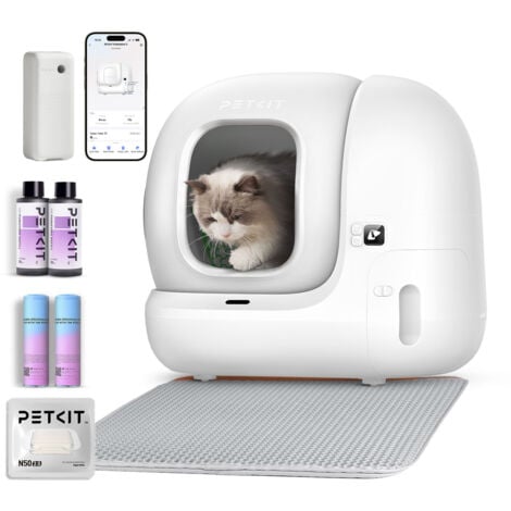 PETKIT Pura Max 2 selbstreinigende Katzentoilette,max.Fassungsvermögen 76L,auslaufsicher/geruchsdicht/xSecure/App-gesteuert/für mehrere Katzen(inkl.Deospray und Einstreumatte)