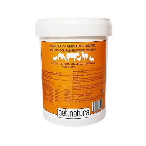 PETNATURA CALCIO VITAMINADO polvo 1000 gr para Ganado