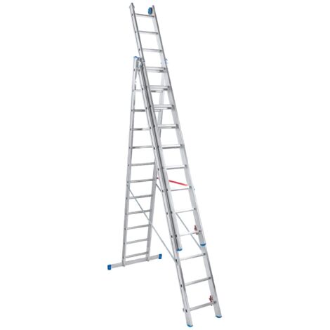PETRA Echelle professionnelle transformable en aluminium 3 plans 12 marches