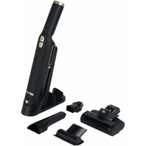 Petra PF01111VDE Aspirapolvere portatile - senza fili, spazzola motorizzata per i peli, base di ricarica e appoggio, filtro HEPA, accessori, leggero, 2 velocità, contenitore per la polvere da 100 ml