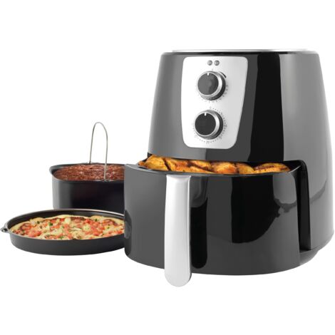 Petra PT5175VDEEU10 Friggitrice ad aria 5.2L - Friggitrice senza olio, timer da 30 minuti, vassoio per pizza e stampo per torte inclusi, temperatura regolabile, circolazione dell'aria calda, 1300 W