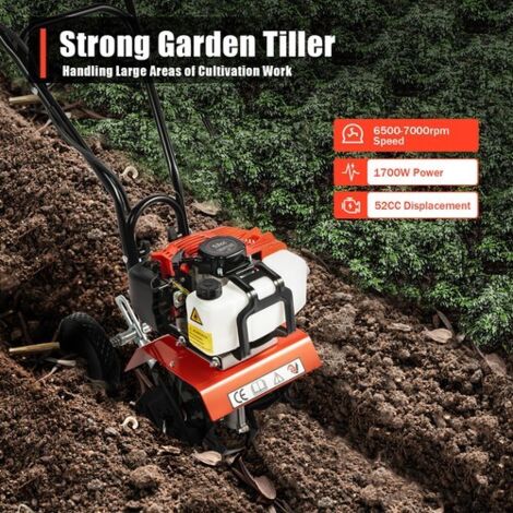 Petrol Cultivator 52cc Rotavator Tiller Garden Allotment Soil Vegetable Patch