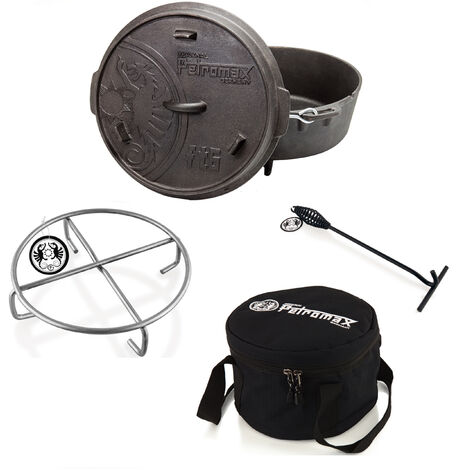Petromax Feuertopf-Set ft6 mit Füßen 5,5 Liter Untersetzer, Tasche, Deckelheber