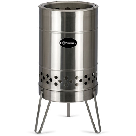 Petromax Pyron Feuertonne Grilltonne aus Edelstahl 44,5 x 44,5 x 75 cm