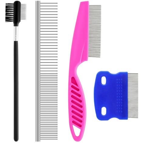 Pets Grooming Comb Kit for Small Dogs Puppies For Tear Stain Remover, 2-in-1 with Round Teeth to Remove Knots Crust Mucus