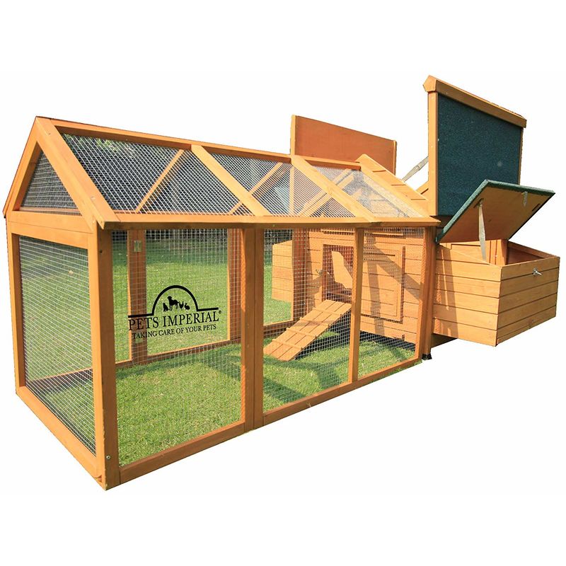 Pets Imperial Savoy Large Chicken Coop With 14m Run Suitable For Up To 10 Birds Depending On Size With Double Nest Box Easy Clean Leaning Tray