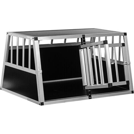 Cage Petit Chien Qualité Pliable et Transportable avec Double Portes,  Poignées et Plateau Noir L56xL33xH41 - Lucky Dog - JCEurope