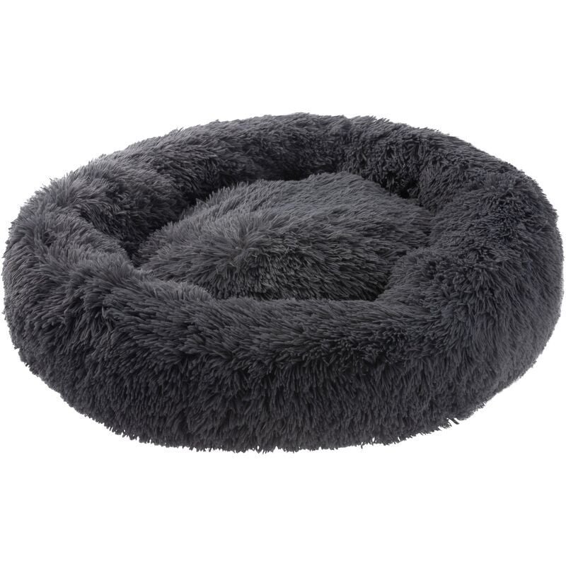 Coussin rond pour chien Donut, antidérapant, moelleux, lavable, choix de couleurs et de tailles, gris foncé, ø 60 cm - Petstuff