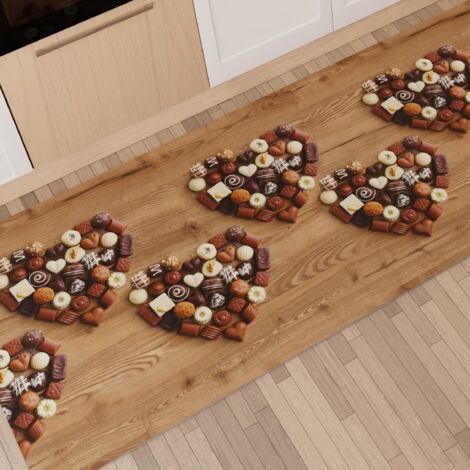 PETTI Artigiani Italiani - Tappeto Cucina Passatoia Cucina Antiscivolo e Lavabile 52x80 cm Disegno Cioccolato 100% Made in Italy